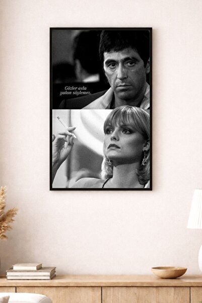BuzzDesigns Scarface Tony Montana Film Sahnesi Poster Tablo (Çerçeve Seçenekli)