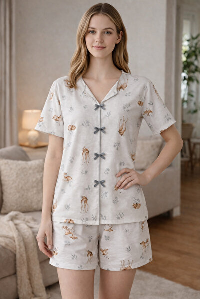 Silona Homewear Mayla Deer Ribbon Detailed Shorts Pajama Set