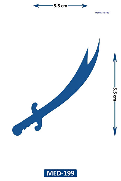 Airbrush Tattoo Küçük Zülfikar 5 cm Minimal geçici Dövme Yarı Kalıcı Geçici D...