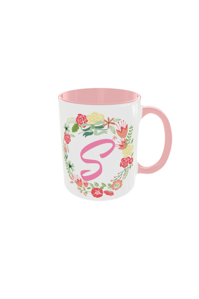 OEM Personalized white floral letter S mug, 350ml – the ideal gift for any oc...