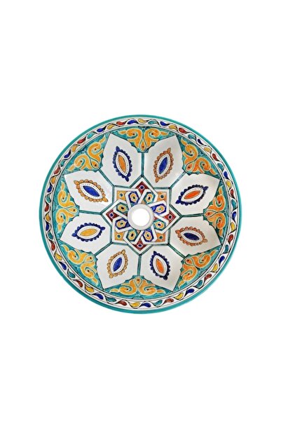 Artisan Lavoar, Toscana, Rotund 43x43x13cm, Pictat manual, Multicolor, Cerami...