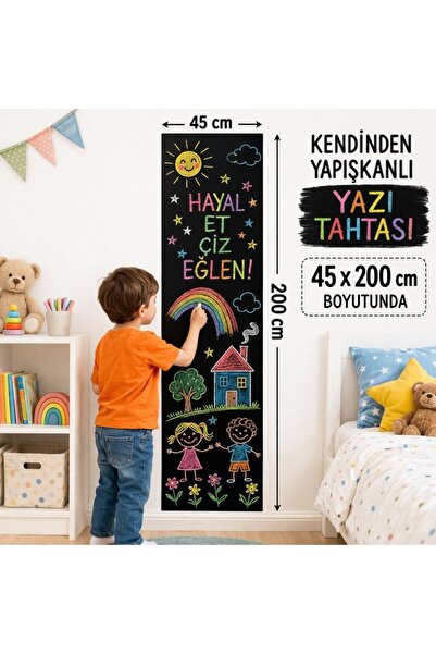 dyris Kendinden Yapışkanlı Yazı Tahtası 45x200 cm – Silinebilir Kara Tahta Du...
