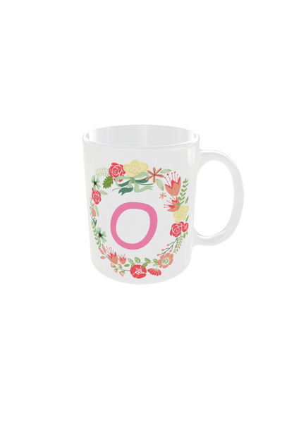 OEM Personalized letter O white floral mug, 350ml – the ideal gift for any oc...