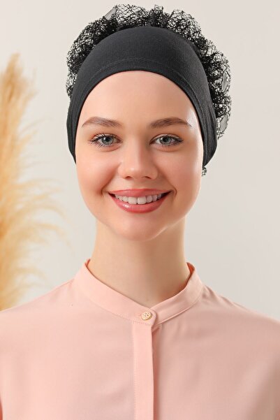 MY VİNTAGE Hijab Frilly Bonnet Black