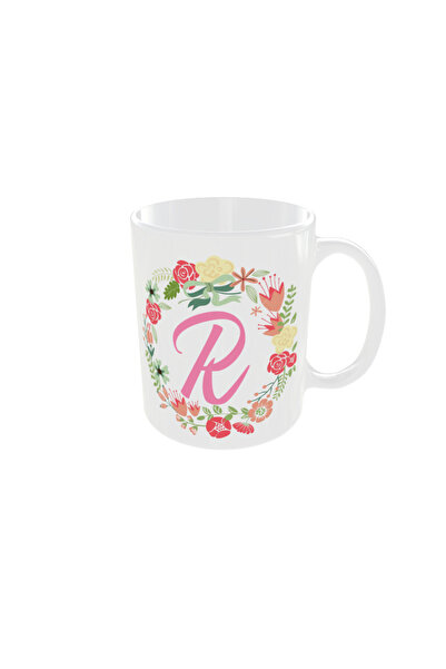 OEM Personalized white floral letter R mug, 350ml – the ideal gift for any oc...