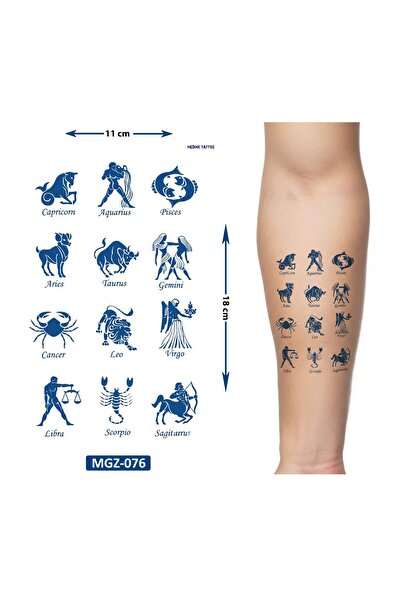 Airbrush Tattoo Burç Sembolleri 1 Ay Kalıcı Geçici Dövme Yapıştırma Dövme