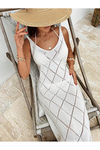 NAYRA LABEL BOHEM ASKILI TRİKO PLAJ ELBİSESİ