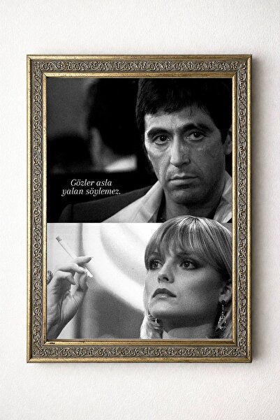 BuzzDesigns Scarface Tony Montana Film Sahnesi Poster Tablo (Çerçeve Seçenekli)
