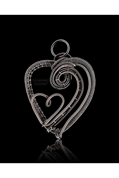 Armonie Arămie Two hearts pendant with copper wire ◯ Two hearts one love ◯