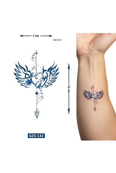 Airbrush Tattoo Kalpli Kanat Yarı Kalıcı 1 Aylık Geçici Dövme
