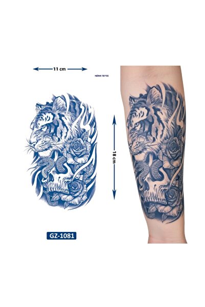 Airbrush Tattoo Kaplan Yılan 1 Ay Kalıcı Geçici Dövme Yapıştırma Dövme