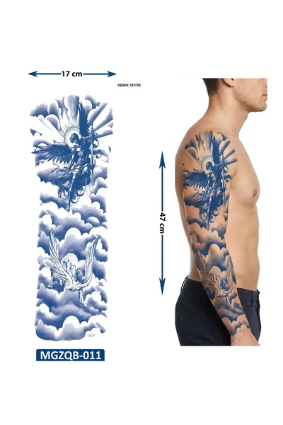 Airbrush Tattoo Bulut Düşen Melek Yarı Kalıcı Tam Kol Bacak Kaplama Geçici Dövme