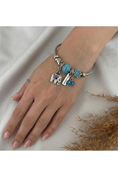 stainless steell Silver Multi-Colored Charm Steel Bracelet