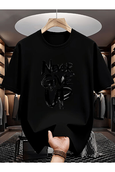 one button Tricou supradimensionat premium cu imprimeu vertical detaliat Neve...