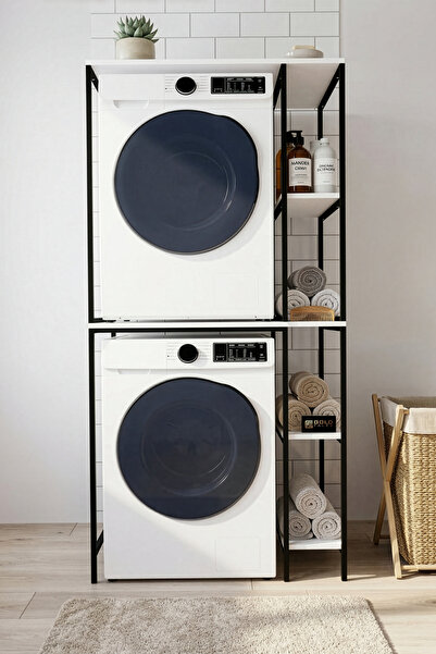 GOLDFALEZ Çamaşır Makinesi Dolabı Yan Raflı Dolap Metal Banyo Organizer Çok K...