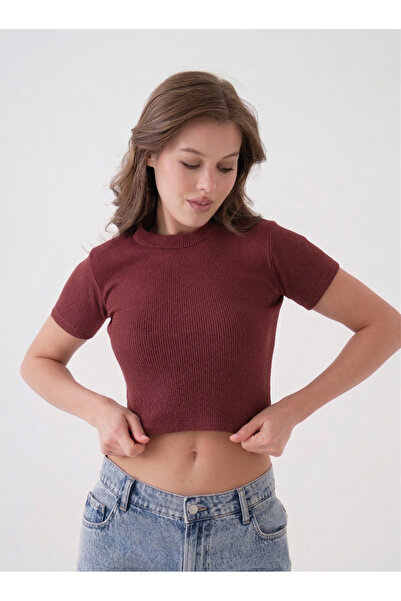 KHAB PREMİUM محبوك مضلع قصيرة الأكمام طاقم الرقبة المحاصيل