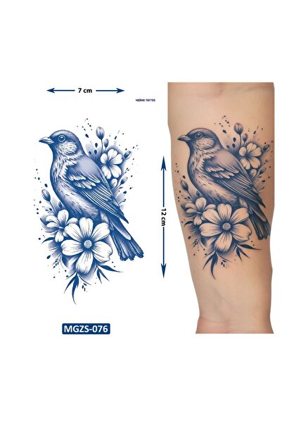 Airbrush Tattoo Çiçekli Kanarya Geçici Dövme Yarı Kalıcı Aylık Yapıştırma Dövme