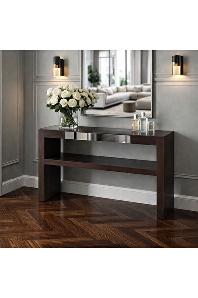 terndat Entrance - Wooden Console with Mirror Glass Surface