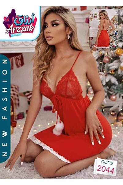 ARZZAK Women's Red Lace Short Style Babydoll Lingerie Elegant Fashion 2044