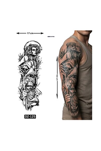 Airbrush Tattoo Yunan Tanrıları 1 Haftalık Tam Kol Bacak Yapıştırma Geçici Dö...