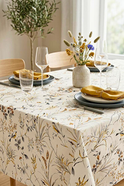 OTEXSA مفرش طاولة مطبوع من القطن مقاوم للماء والبقع وخالي من الأوساخ، وطقم زي...