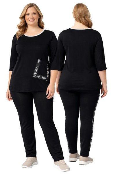 BİrHoşButik Plus Size Full Lycra Pocketed Ribbed Crewneck Aesthetic Trend Fashion Women's Stylish Track Suit Set