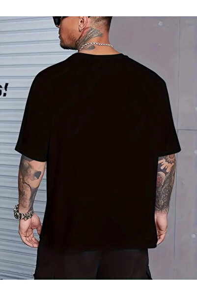 modi Printed Women's Casual Style Black Oversize Crew Neck T-Shirt
