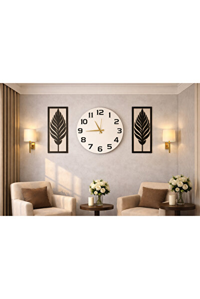 mrchediyesepeti Wall Clock 40 cm Flowers 30 cm Stylish Design Combined Mrc Gi...