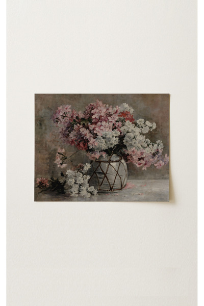 HOME DEKORİSTA Vintage αφίσα με ροζ λουλούδια, τοίχος γκαλερί, καλλιτεχνική ε...