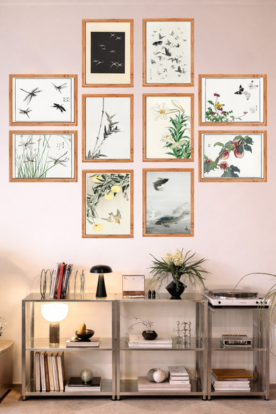 UNT Set de 10 tablouri minimaliste în stil japonez Feng Shui cu aspect de cad...