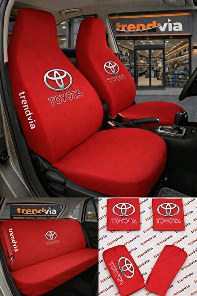 trivexa Toyota Logo Car Seat Cover Front Rear Set – Combed Cotton Lycra Unive...