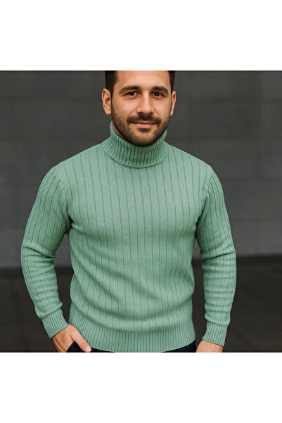 modi Corduroy Woven Men's Casual Elegance Mint Green Fisherman Collar Ribbed ...