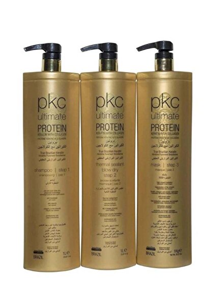 PKC مجموعة فرد الشعر بالكيراتين والكولاجين الاحترافية 3*1000 مل