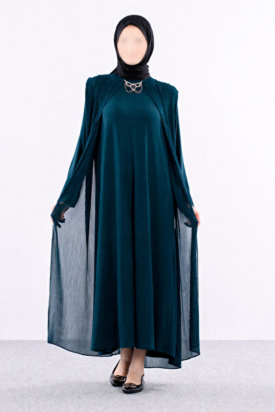 HESNA Set rochie din șifon Smiling Plisé Sandy pentru femei, cu accesorii