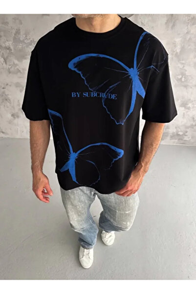 modi Printed Unisex Casual Style Black Crew Neck Oversize T-Shirt
