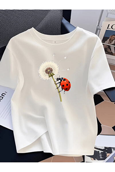 one button Tricou supradimensionat premium cu imprimeu cu gărgărițe și margarete