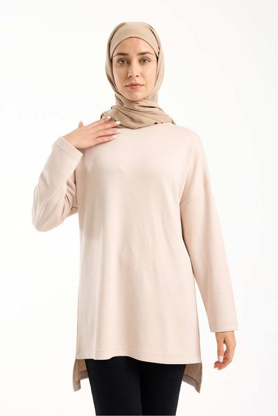aymiramoda Women's Premium Modal Fabric Oversized Tunic – Soft-Textured Relaxed Fit Casual Hijab Top