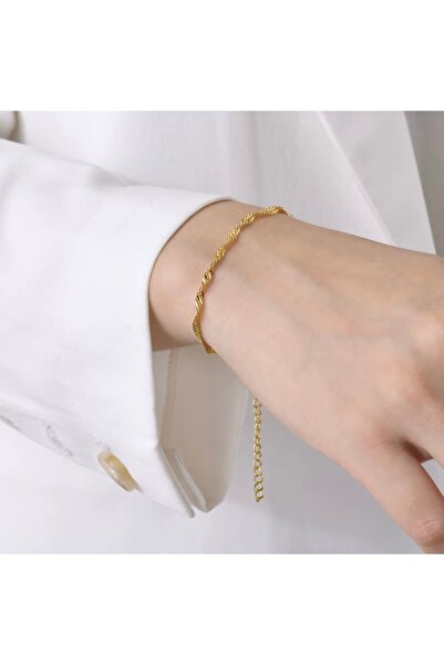 CAXBERN Singapore Chain Bracelet Thin Wrap Twist Chain Elegant Minimal
