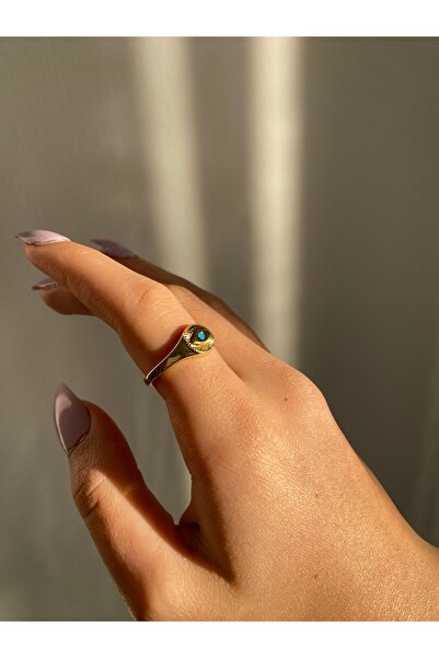 Selay Accessory خاتم ذهبي بتفاصيل عين النازار، خاتم نسائي أنيق بتصميم عتيق بسيط