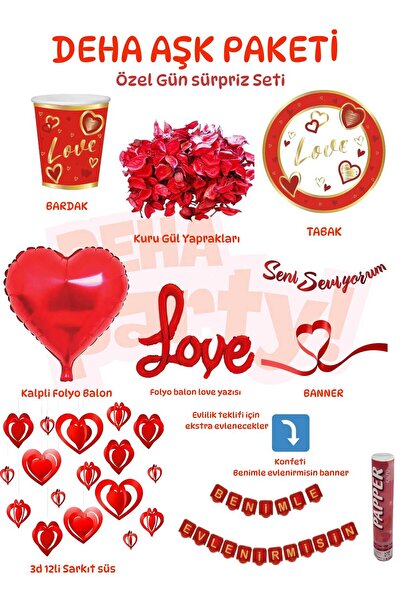 DEHAPARTY Sevgiliye Sürpriz Seti Romantik Oda Süsleme Doğum Günü Yıldönümü Lo...