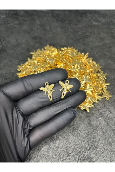 Mos Tespih 2 Adet Gold Plastik Melek Kolye Ucu Takı Malzemesi Takı Aparatı