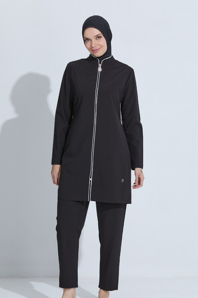 İYİBU Hijab Swimsuit Set with Zipper, Water Repellent, Flexible Fabric, Set of 4