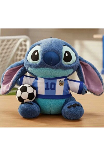 OEM Pluș Stitch, Vedetă de fotbal, Albastru/Multicolor, 25 cm
