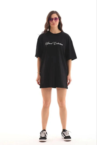 modi Printed Women's Black Short Sleeve Crew Neck Regular Comfortable Fit Cas...