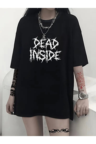 modi Printed Women's Casual Style Black Oversize Crew Neck T-Shirt
