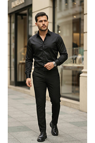 modi Men's Casual Elegance Satin Classic Shirt