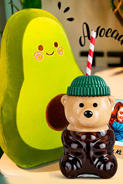 zozoya Avakado Polar Yastık & Bearista Fenomen Şapkalı Ayıcık Pipetli Bardak