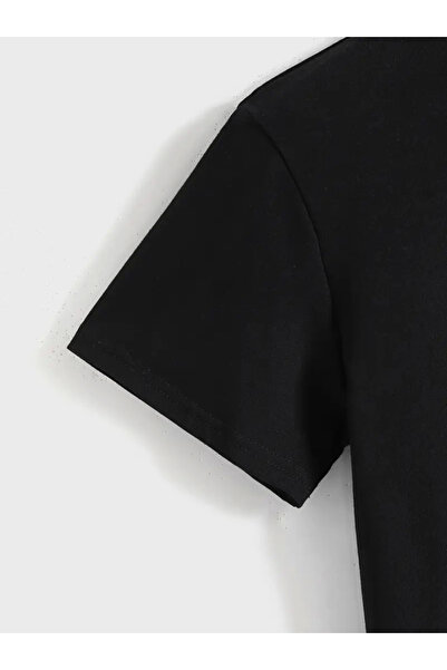 modi Printed Women's Casual Style Black Oversize Crew Neck T-Shirt