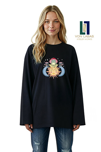 Grafftee Clothing Wide Sleeve Oversize Long Sleeve Black Tshirt 100% Cotton B...