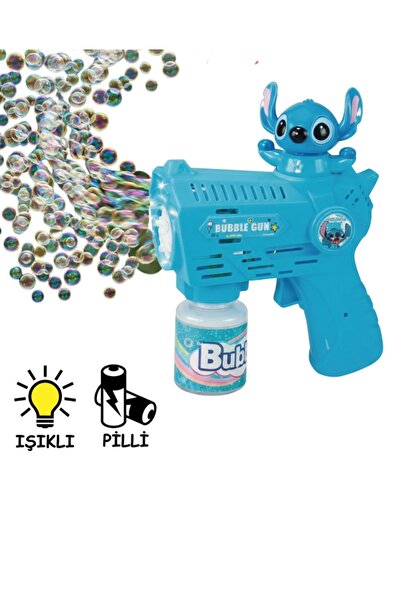 IŞILTI DURAĞI Pilli ışıklı stich karekterli baloncuk tabancası